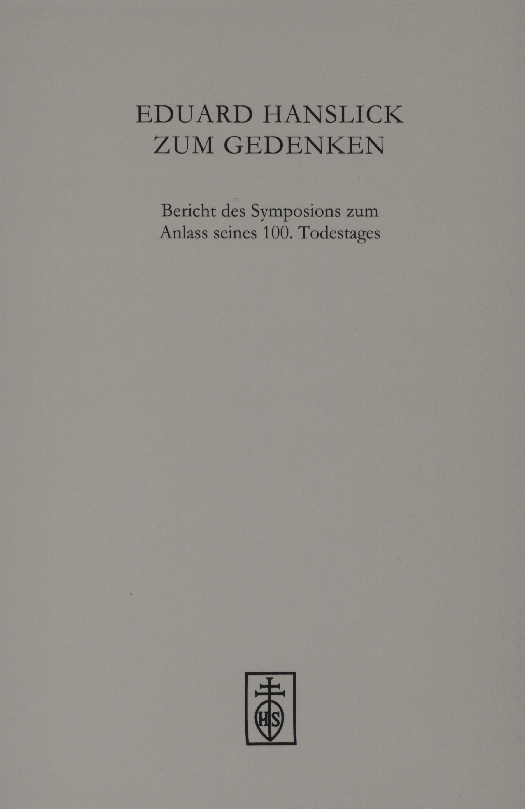 Cover Eduard Hanslick zum Gedenken