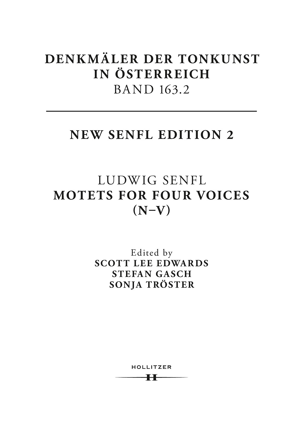 Cover Ludwig Senfl: Motets For Four Voices (N-V)